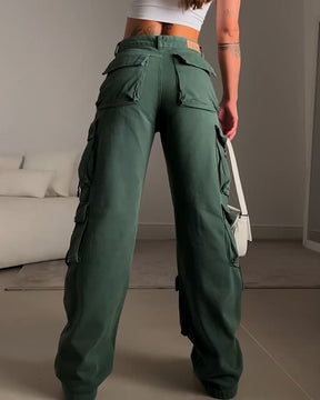 Pantalones cargo estilo cargo con múltiples bolsillos (Pre-Venta)