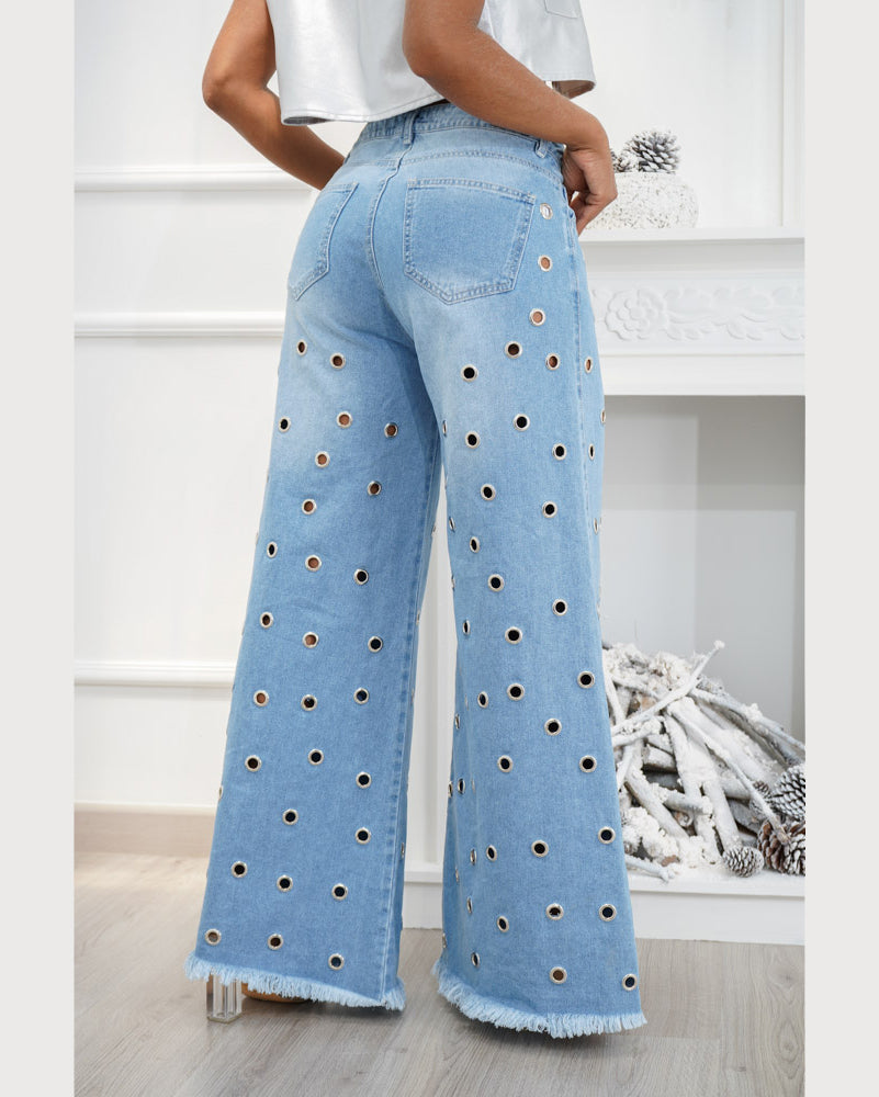 Pantalones Palazzo Ojales Jeans