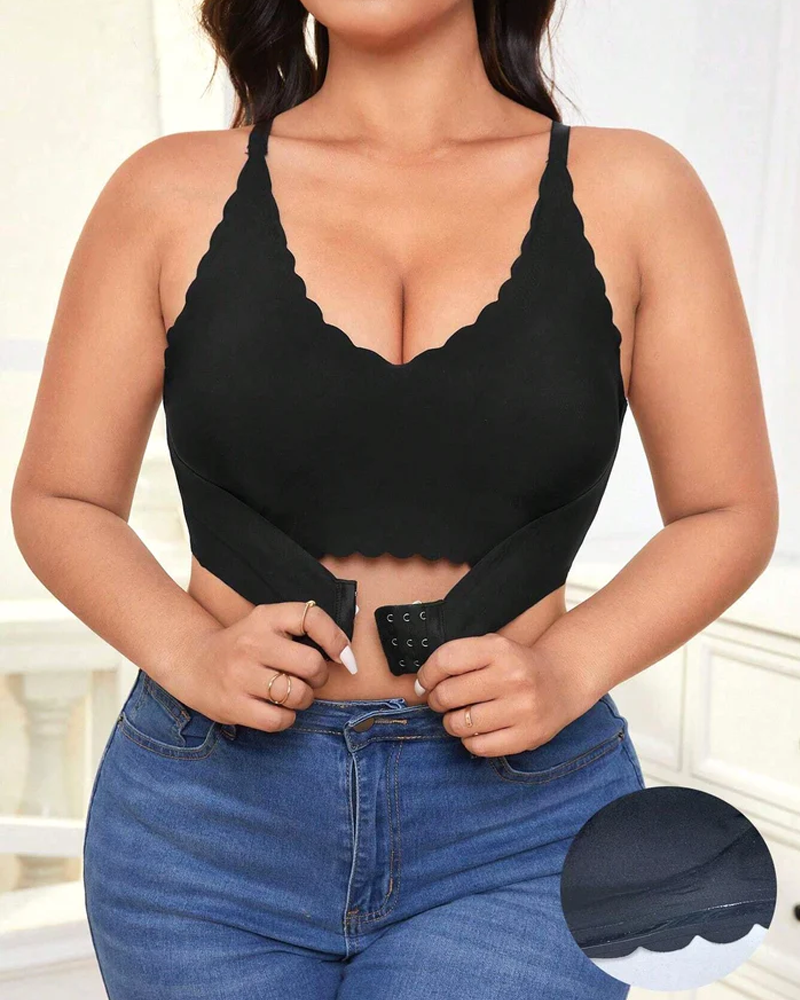 Sujetador de mujer de talla grande sin costuras con cierre frontal sin aros