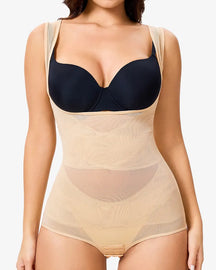 Body sexy de malla transparente que controla el abdomen