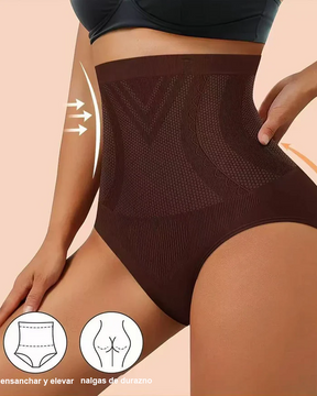 Ropa interior moldeadora elástica sin costuras de cintura alta para control de abdomen y realce de glúteos