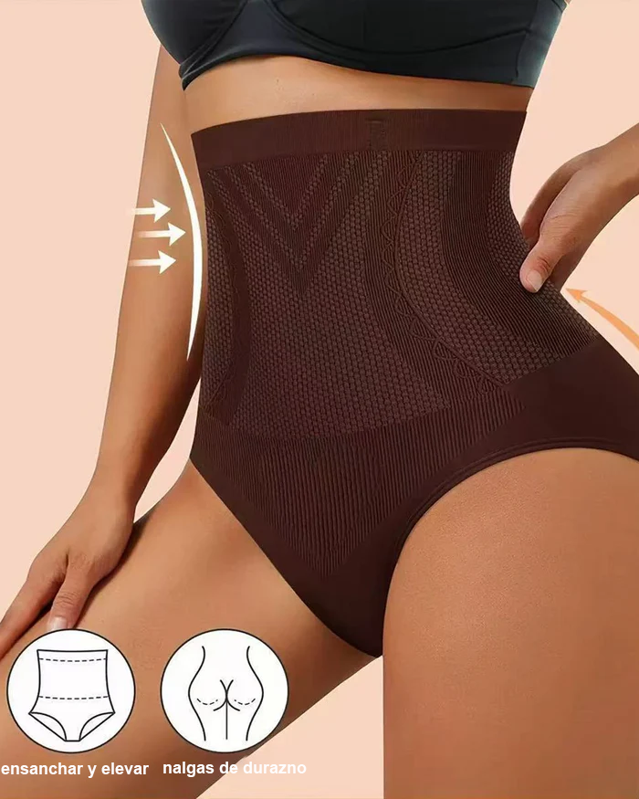 Ropa interior moldeadora elástica sin costuras de cintura alta para control de abdomen y realce de glúteos