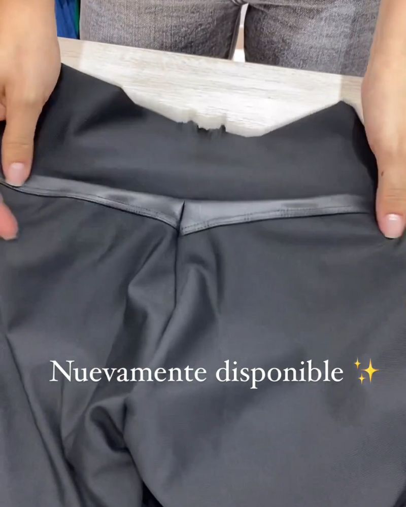 Leggings elásticos de piel sintética con cintura alta para mujer