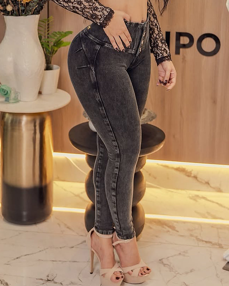 Jeans de cintura alta de moda