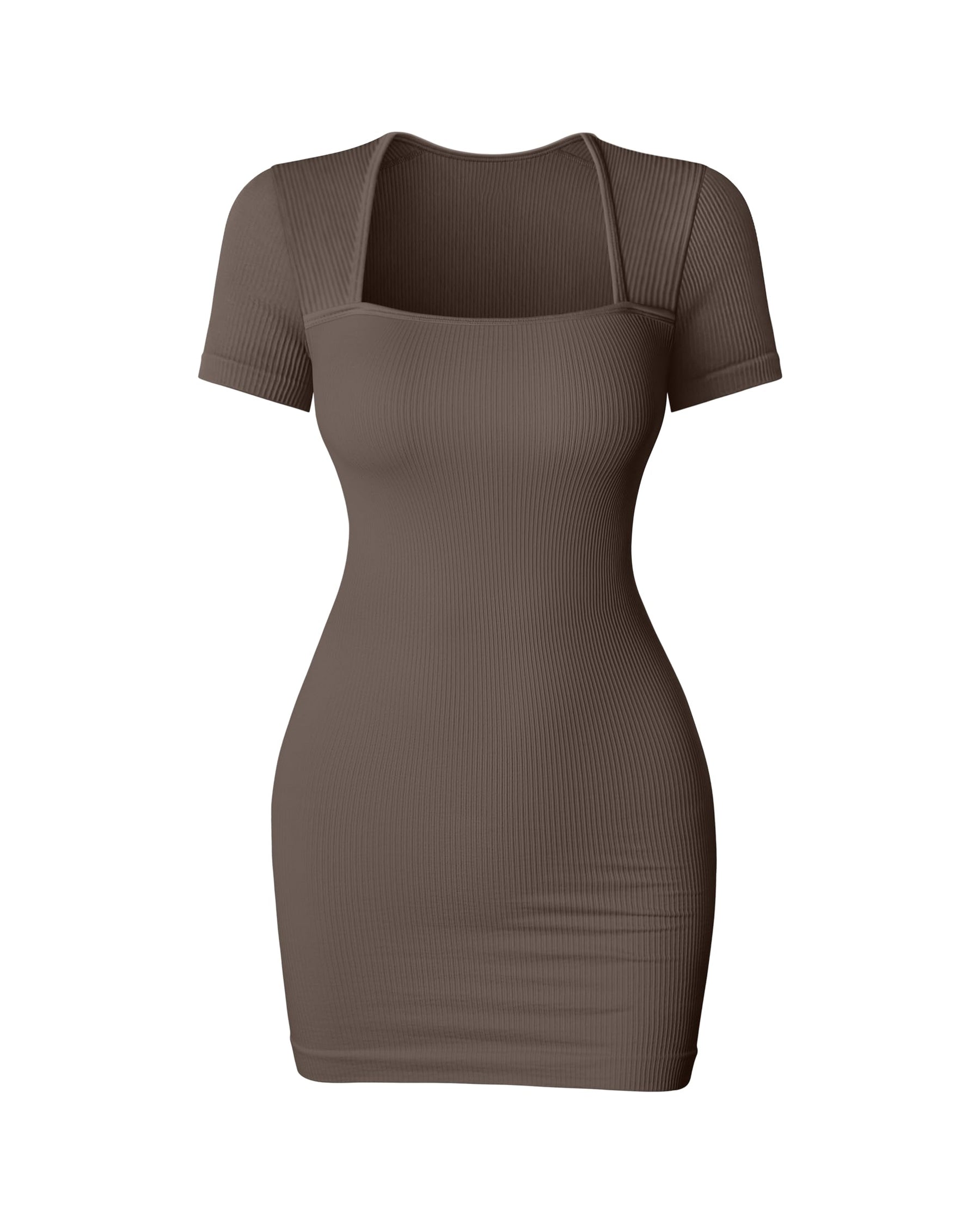 Minivestido sexy para mujer, cuello cuadrado, manga corta, elástico, bodycon