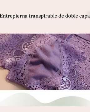 Tanga de encaje de cintura alta de talla grande para mujer