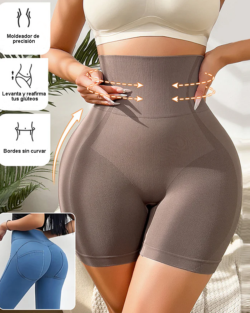 Pantalones cortos de cintura alta con control de abdomen, realce de glúteos y moldeador corporal