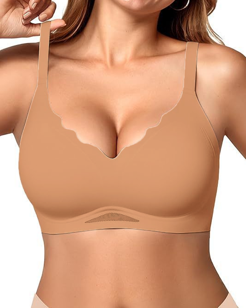 Brasier push-up con forma de abanico, sin aros, con soporte suave y antiflacidez