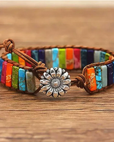 Pulsera envolvente con cuentas de piedra de colores de girasol