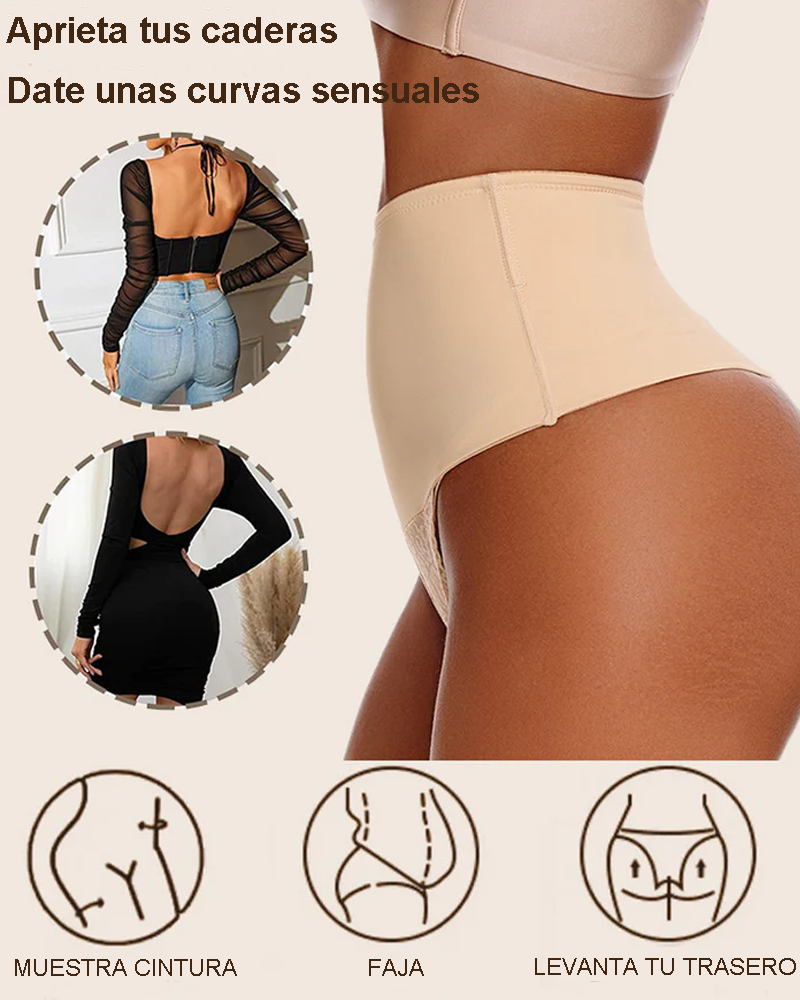 Pantalones de control de abdomen triangulares sin costuras de encaje