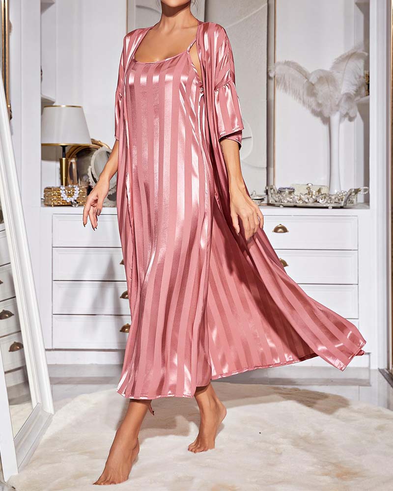 Long Sleeve Superior Ice Silk Robe