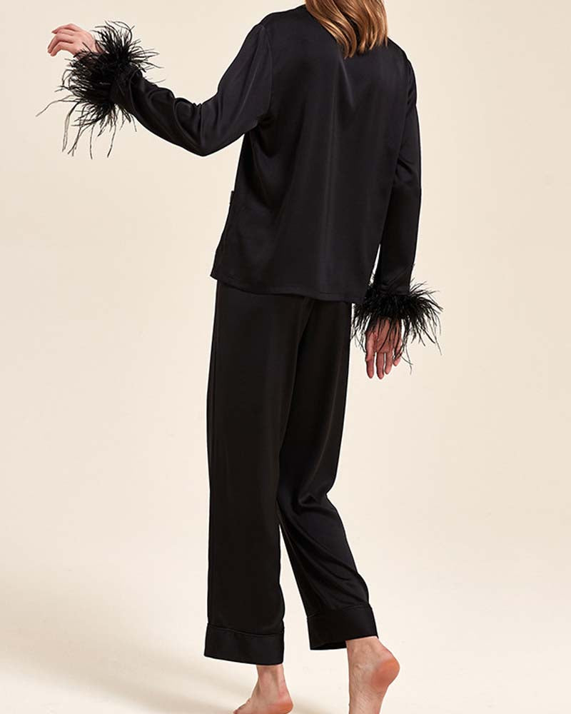 Detachable Feather Ice Silk Pajamas