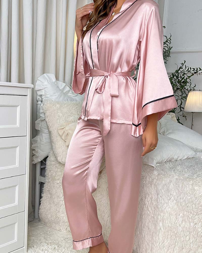 Ice Silk Satin Long-Sleeved Homewear