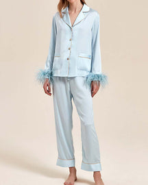 Detachable Feather Ice Silk Pajamas