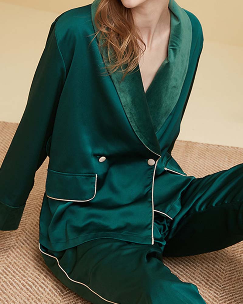 Velvety Satin Satin Long-Sleeved Home Wear