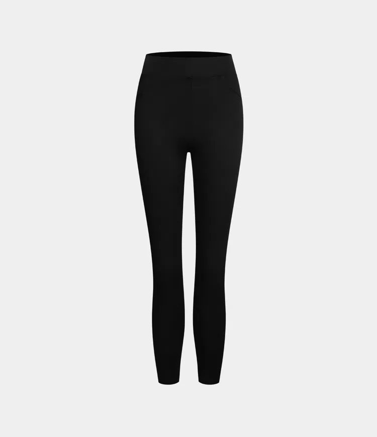 Leggings casuales de mezclilla de punto elástico con bolsillo lateral trasero de talle alto