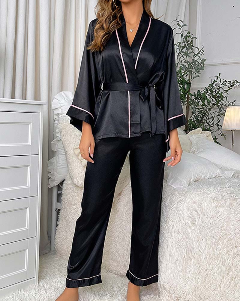 Ice Silk Satin Long-Sleeved Homewear