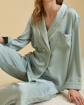 Superior Ice Silk Satin Long Sleeve Home Wear