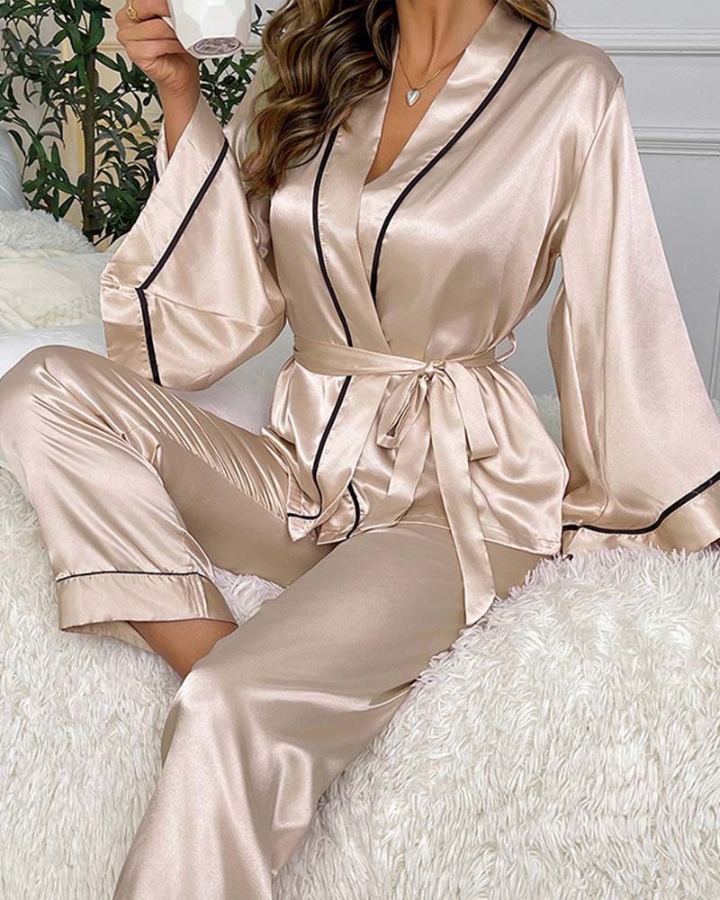 Ice Silk Satin Long-Sleeved Homewear