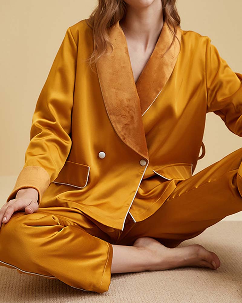 Velvety Satin Satin Long-Sleeved Home Wear