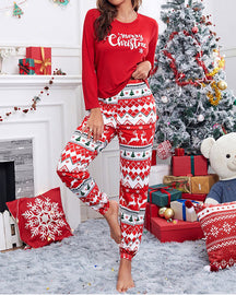 Conjunto de pijama de manga larga con estampado navideño