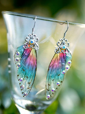 Hermosos pendientes casuales vintage con alas de mariposa