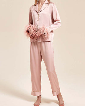 Detachable Feather Ice Silk Pajamas