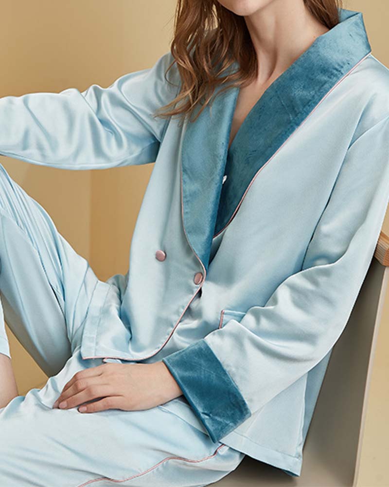 Velvety Satin Satin Long-Sleeved Home Wear