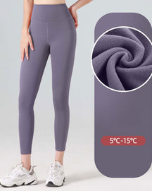 Pantalones de yoga de forro polar y levantamiento de cadera de cintura alta