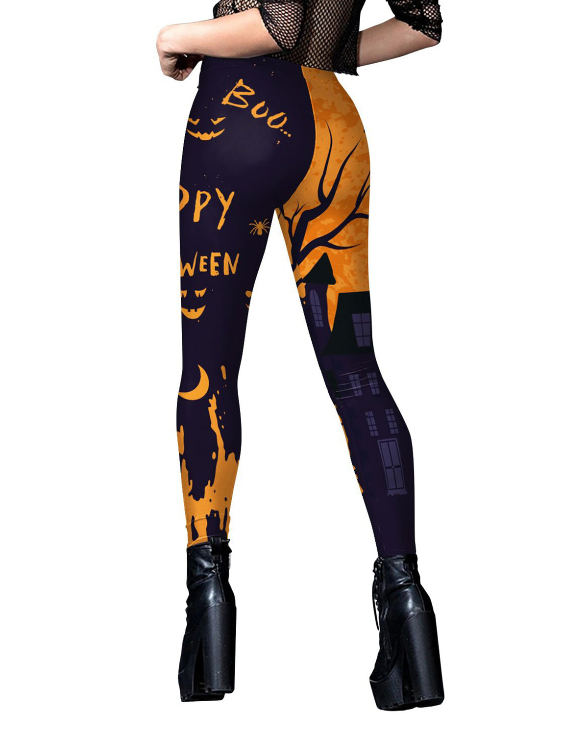 Pantalones largos ajustados con levantamiento de cadera deportivo con estampado 3d de Halloween