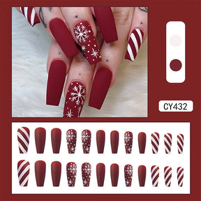 Parches de uñas a cuadros simples navideños