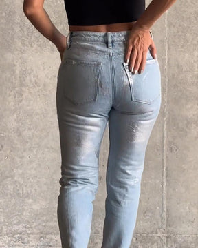 Jeans Cónicos Metálicos (Pre-Venta)