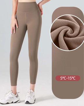 Pantalones de yoga de forro polar y levantamiento de cadera de cintura alta