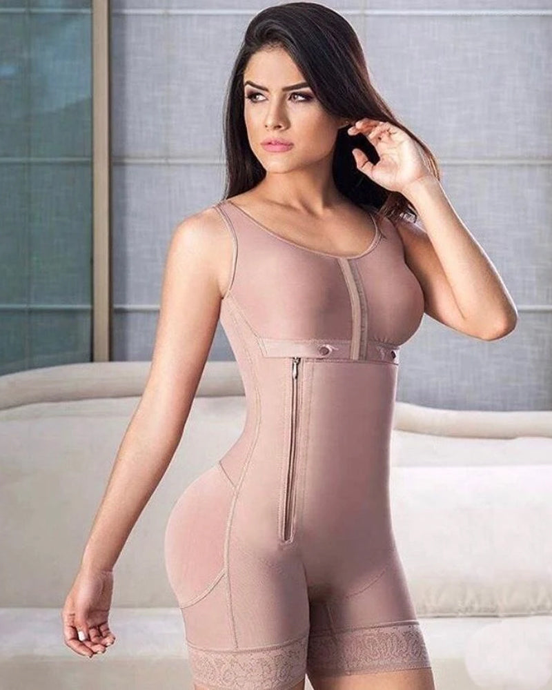 Body Shaper para mujer Cremallera lateral Soporte de pecho ajustable Control de barriga Fajas