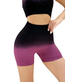 Pantalones cortos deportivos de cintura alta de secado rápido Pantalones cortos de yoga degradados