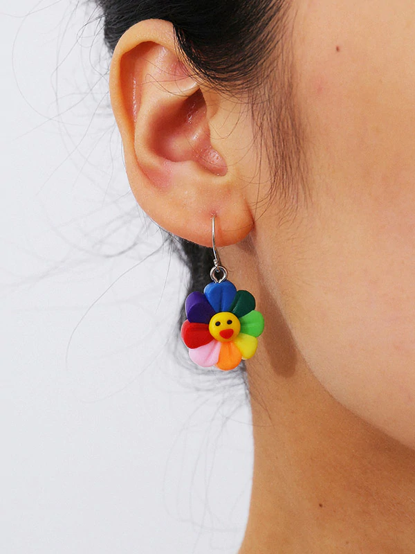 Pendientes De Acrílico Smiley Coloridos De Moda