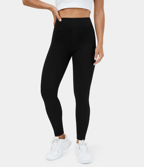 Leggings casuales de mezclilla de punto elástico con bolsillo lateral trasero de talle alto