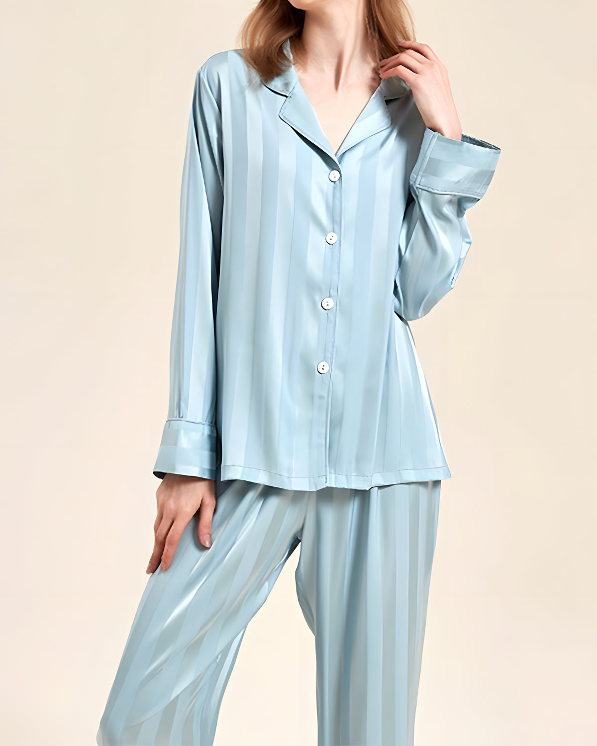 Fine Double Sided Jacquard Striped Silk Loungewear