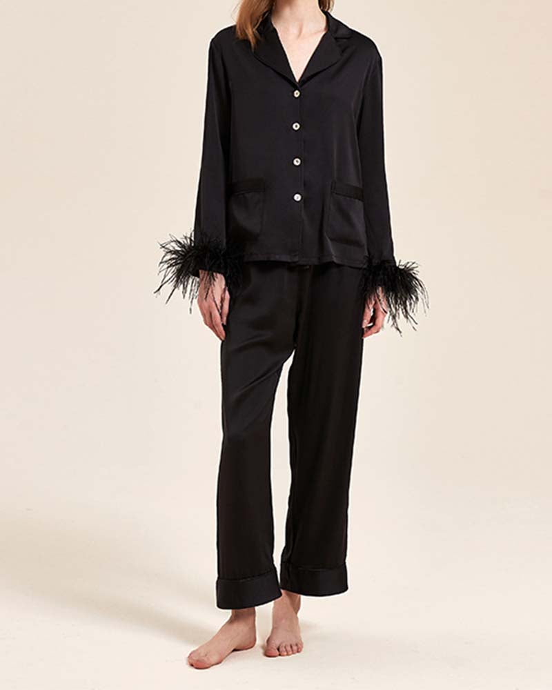 Detachable Feather Ice Silk Pajamas