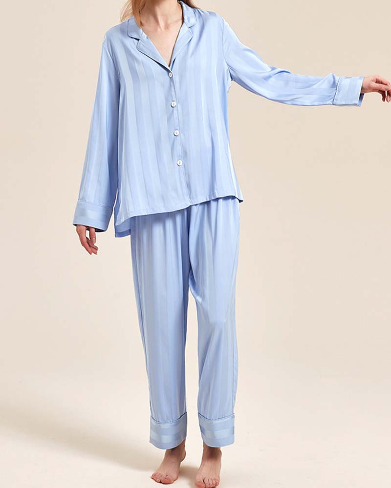 Fine Double Sided Jacquard Striped Silk Loungewear